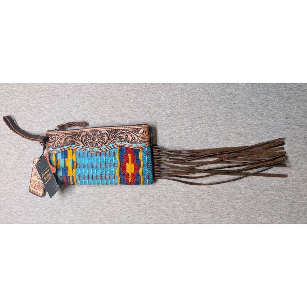 New American Darling Saddle Blanket Leather Wristlet Purse Bag - ADBG344